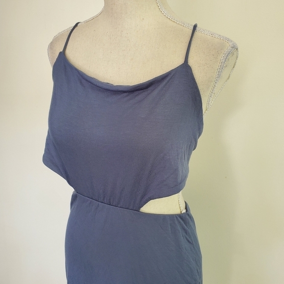 Lulu's "Can't Lose" Blue Cutout Backless String Mini Dress - Picture 5 of 11